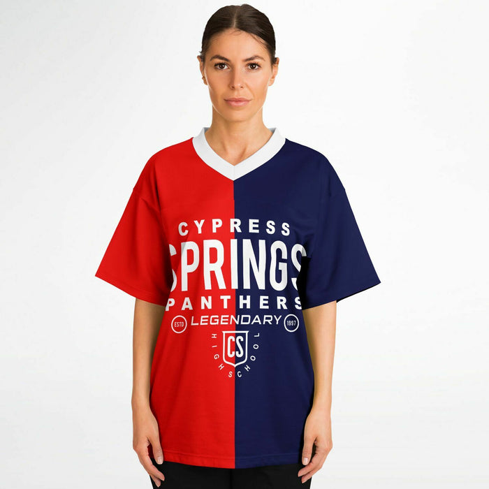 Women wearing Cypress Springs Panthers football jersey