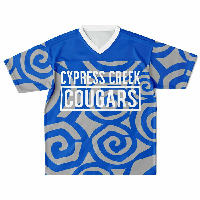 Cypress Creek Cougars football jersey laying flat - front 