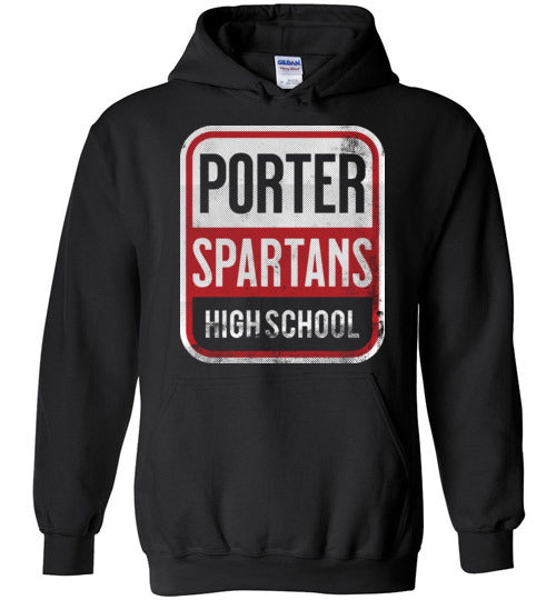 Porter High School Spartans Black Hoodie 01