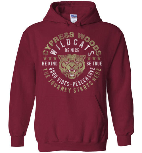 Cypress Woods High School Wildcats Deep Red Hoodie 16