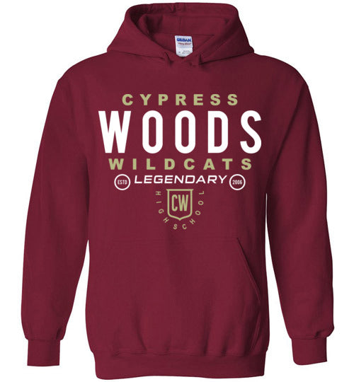 Cypress Woods High School Wildcats Deep Red Hoodie 03