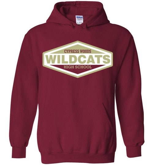 Cypress Woods High School Wildcats Deep Red Hoodie 09