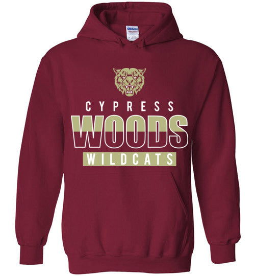 Cypress Woods High School Wildcats Deep Red Hoodie 23