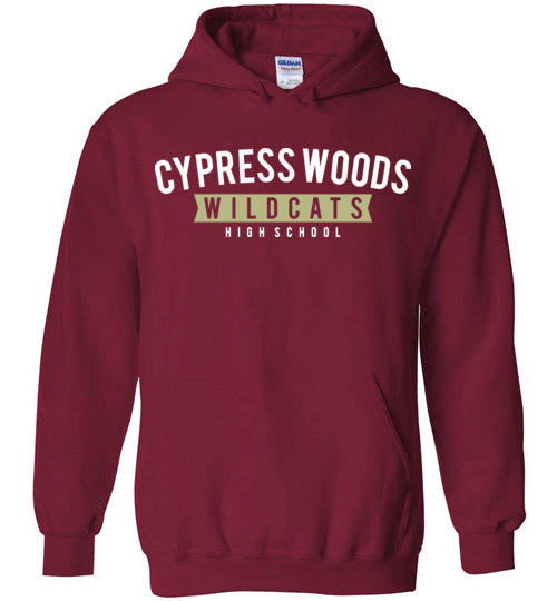 Cypress Woods High School Wildcats Deep Red Hoodie 21