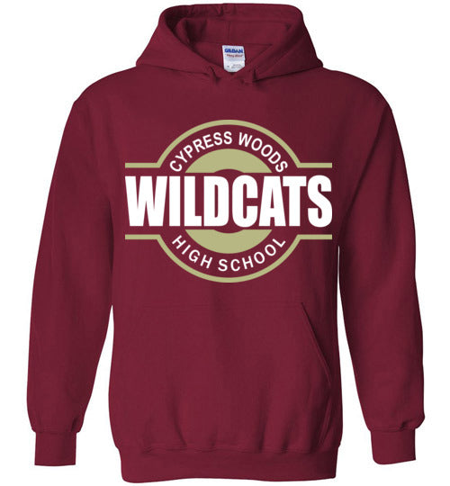 Cypress Woods High School Wildcats Deep Red Hoodie 11