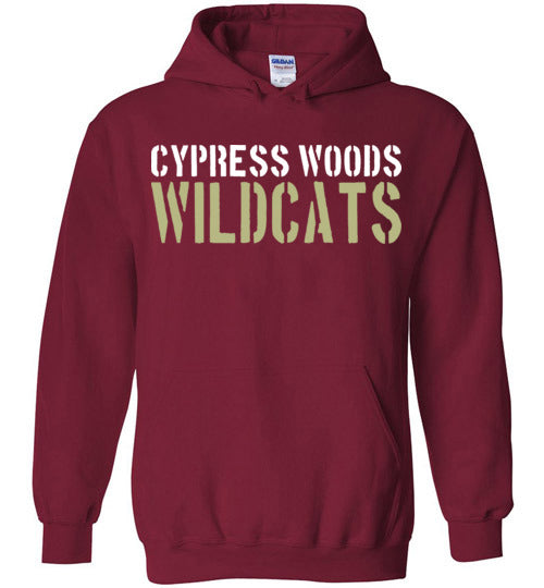 Cypress Woods High School Wildcats Deep Red Hoodie 17