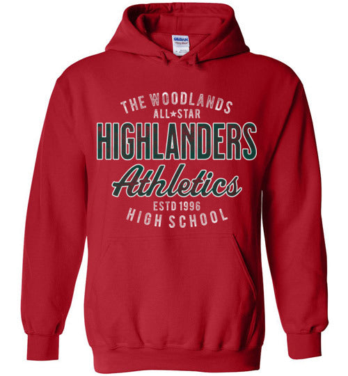 The Woodlands High School Highlanders Red Hoodie 34