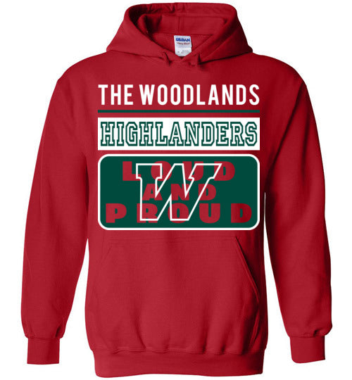 The Woodlands High School Highlanders Red Hoodie 86
