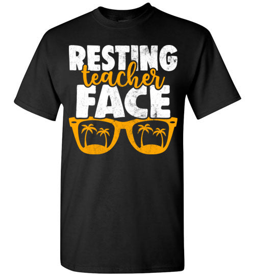 Black Unisex Teacher T-shirt - Design 15 - Resting Teacher Face