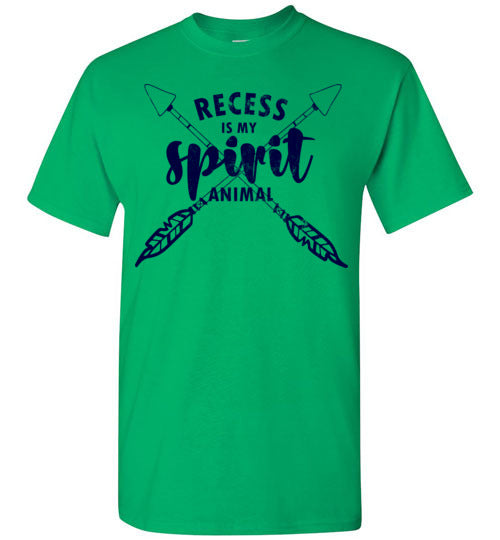 Irish green Unisex Teacher T-shirt - Design 14 - Recess Is My Spirit Animal