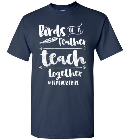 Unisex Navy T-shirt - Teacher Design 03 - Birds Of A Feather