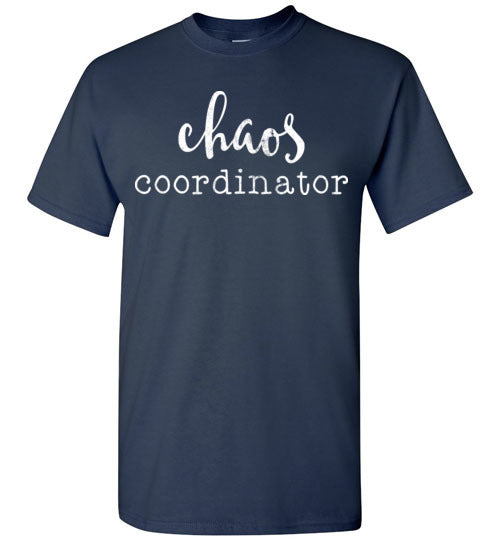 Navy Unisex Teacher T-shirt - Design 07 - Chaos Coordinator