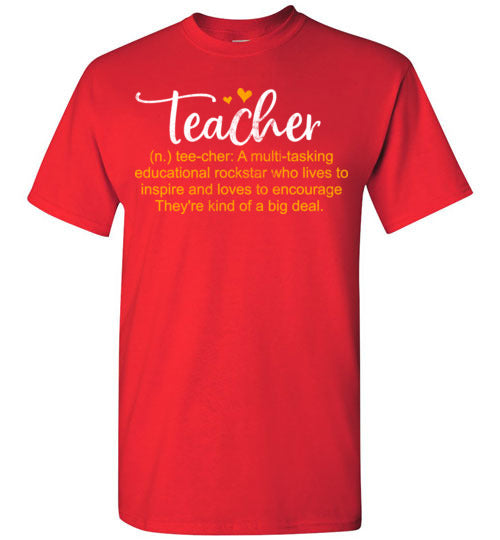 Red Unisex Teacher T-shirt - Design 16 - Teacher Meaning