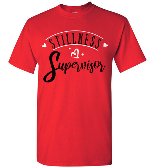 Red Unisex Teacher T-shirt - Design 36 - Stillness Supervisor