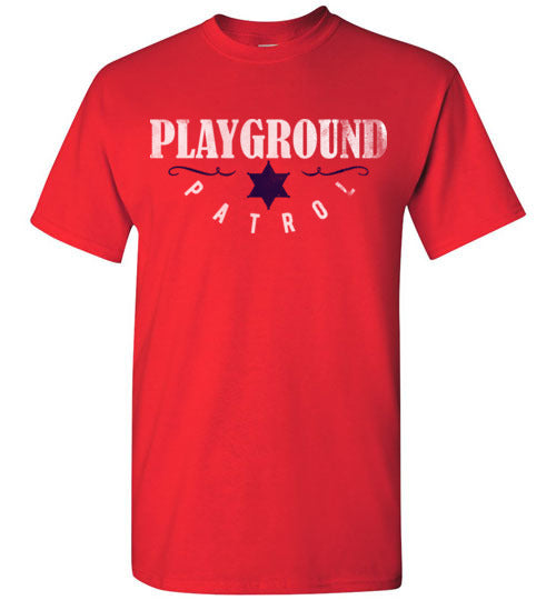Red Unisex Teacher T-shirt - Design 40 - Playground Patrol
