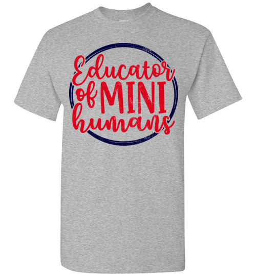 Sports Grey Unisex Teacher T-shirt - Design 26 - Educator Of Mini Humans