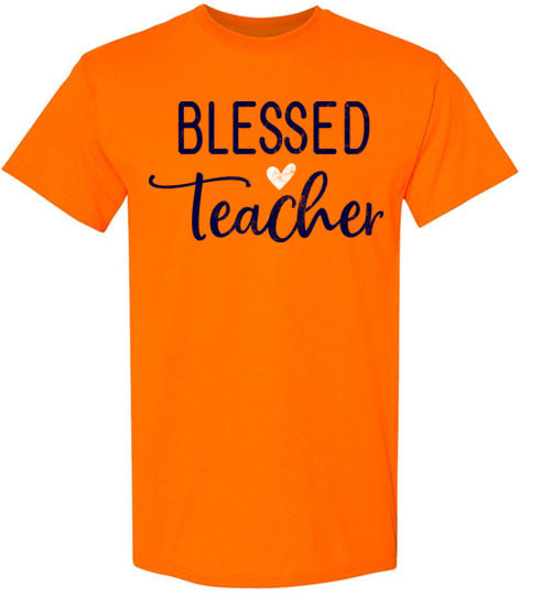 Orange Unisex Teacher T-shirt - Design 09 - Blessed Teacher