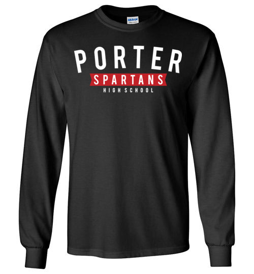 Porter High School Spartans Black Long Sleeve T-shirt 21