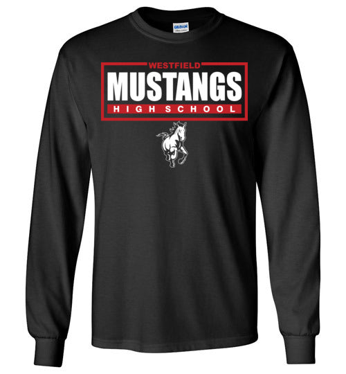 Westfield High School Mustangs Black Long Sleeve T-shirt 49