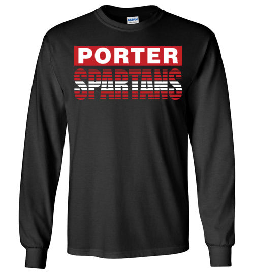 Porter High School Spartans Black Long Sleeve T-shirt 35