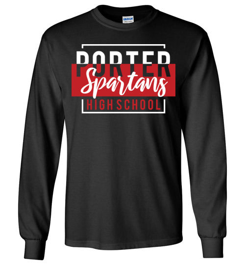 Porter High School Spartans Black Long Sleeve T-shirt 05