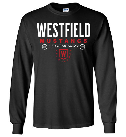 Westfield High School Mustangs Black Long Sleeve T-shirt 03