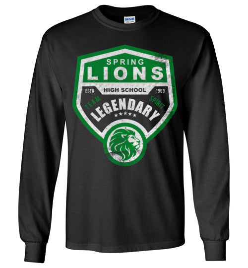 Spring High School Lions Black Long Sleeve T-shirt 14