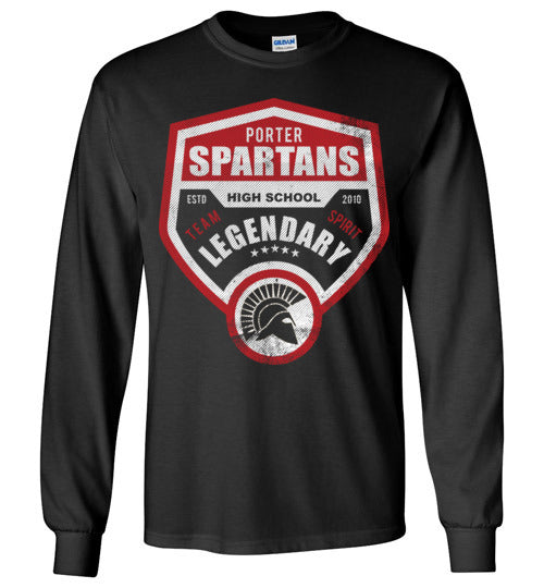 Porter High School Spartans Black Long Sleeve T-shirt 14