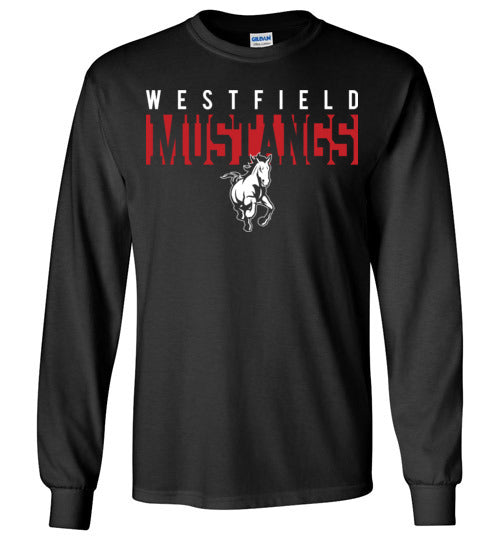 Westfield High School Mustangs Black Long Sleeve T-shirt 06