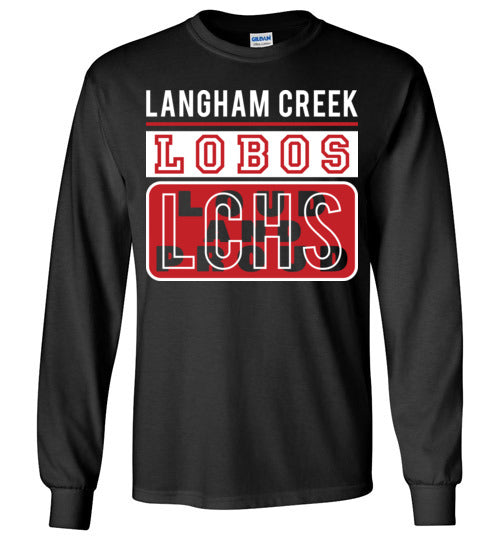 Langham Creek High School Lobos Black Long Sleeve T-shirt 86