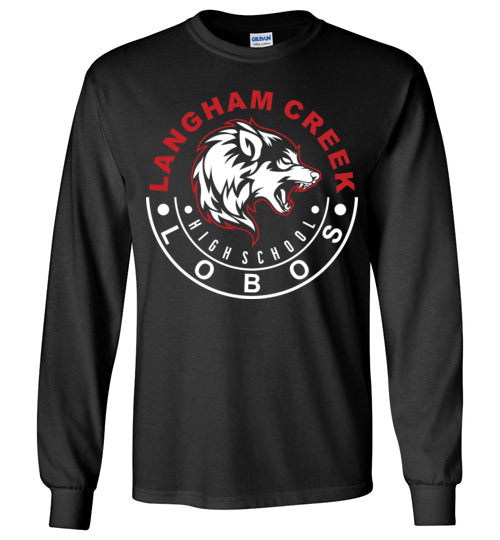 Langham Creek High School Lobos Black Long Sleeve T-shirt 19