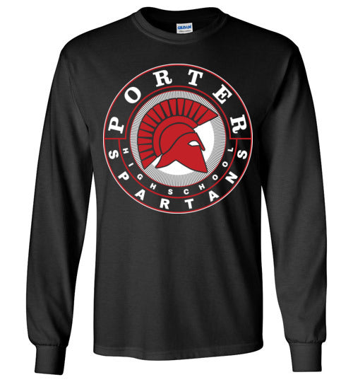 Porter High School Spartans Black Long Sleeve T-shirt 02