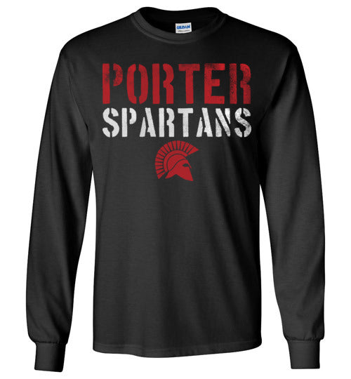 Porter High School Spartans Black Long Sleeve T-shirt 12