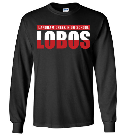 Langham Creek High School Lobos Black Long Sleeve T-shirt 25