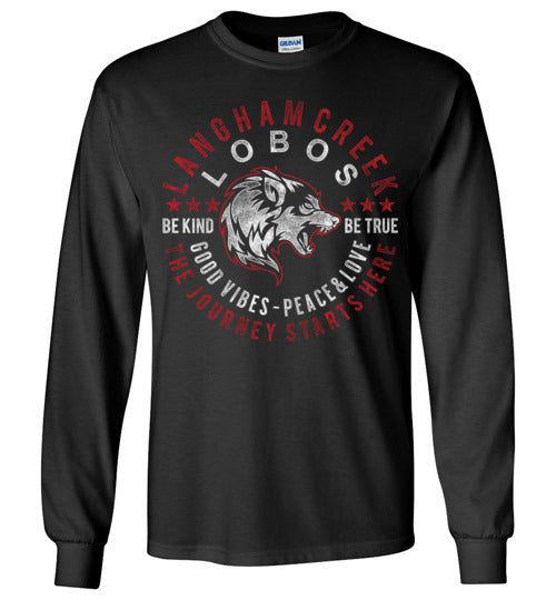 Langham Creek High School Lobos Black Long Sleeve T-shirt 16