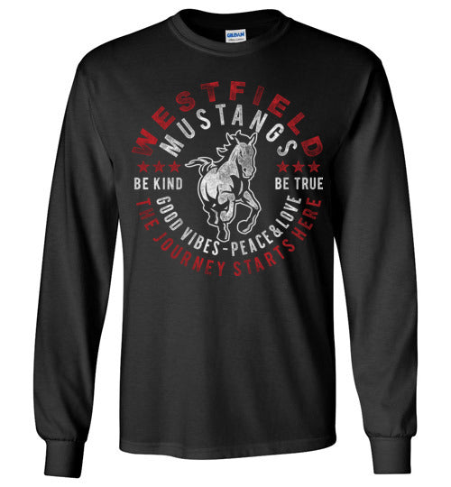 Westfield High School Mustangs Black Long Sleeve T-shirt 16