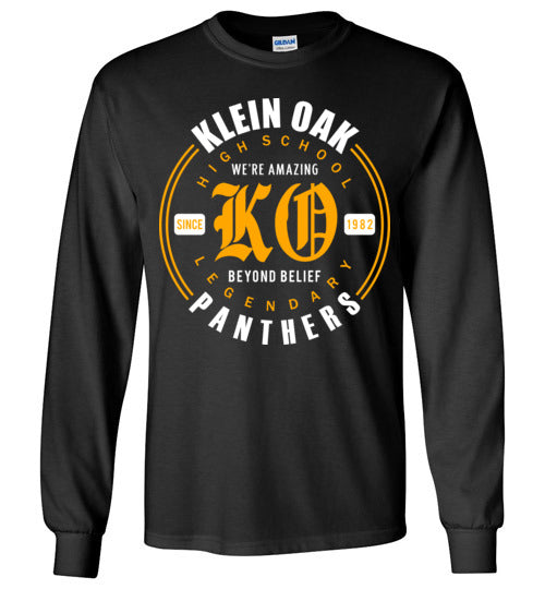 Klein Oak Panthers - Design 15 - Black Long Sleeve T-shirt