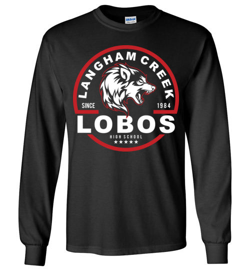 Langham Creek High School Lobos Black Long Sleeve T-shirt 04