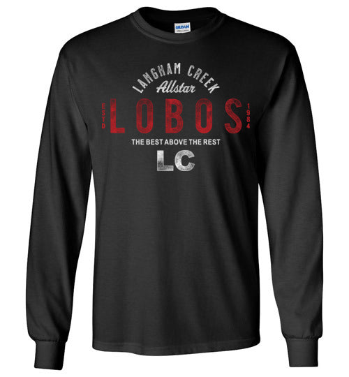 Langham Creek High School Lobos Black Long Sleeve T-shirt 40