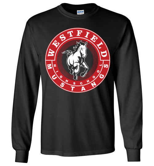 Westfield High School Mustangs Black Long Sleeve T-shirt 02