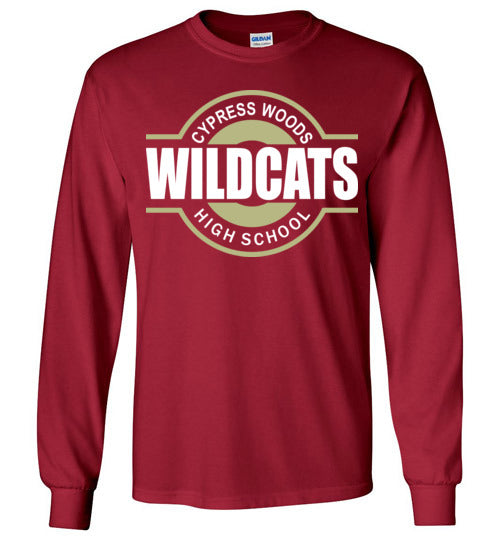 Cypress Woods High School Wildcats Deep Red Long Sleeve T-shirt 11