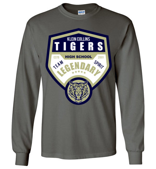 Klein Collins High School Tigers Charcoal Long Sleeve T-shirt 14