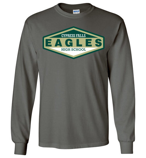 Cypress Falls High School Eagles Charcoal Long Sleeve T-shirt 09