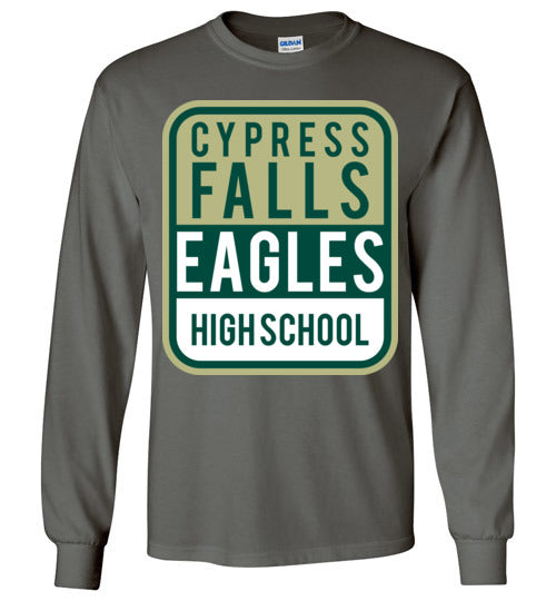 Cypress Falls High School Eagles Charcoal Long Sleeve T-shirt 01