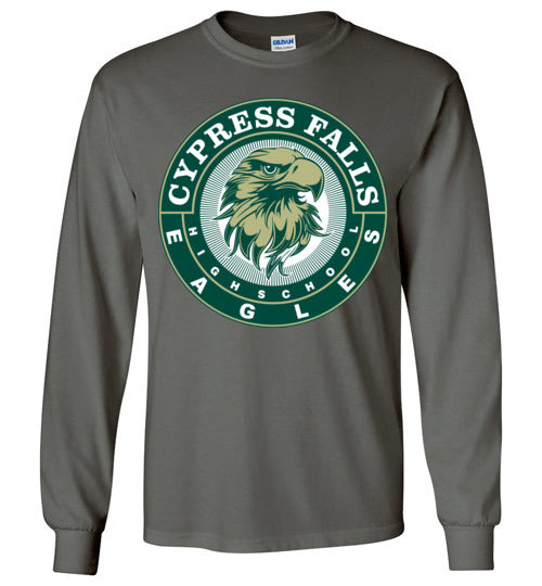 Cypress Falls High School Eagles Charcoal Long Sleeve T-shirt 02