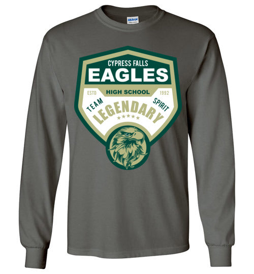 Cypress Falls High School Eagles Charcoal Long Sleeve T-shirt 14