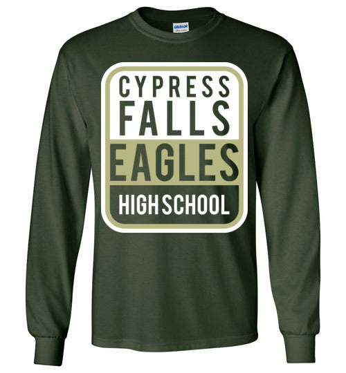 Cypress Falls High School Eagles Forest Green Long Sleeve T-shirt 01