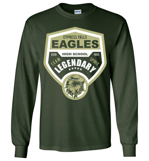 Cypress Falls High School Eagles Forest Green Long Sleeve T-shirt 14