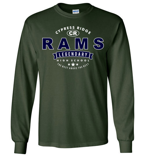 Cypress Ridge High School Rams Forest Green  Long Sleeve T-shirt 44