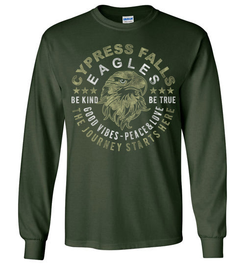 Cypress Falls High School Eagles Forest Green Long Sleeve T-shirt 16